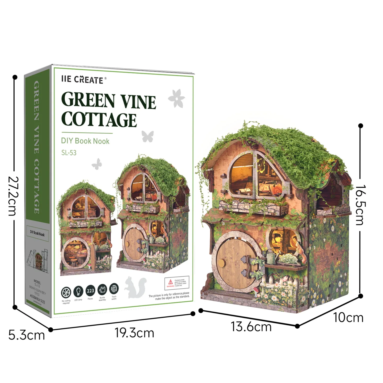 Green Vine Cottage DIY Book Nook Kit With Round Opening Door