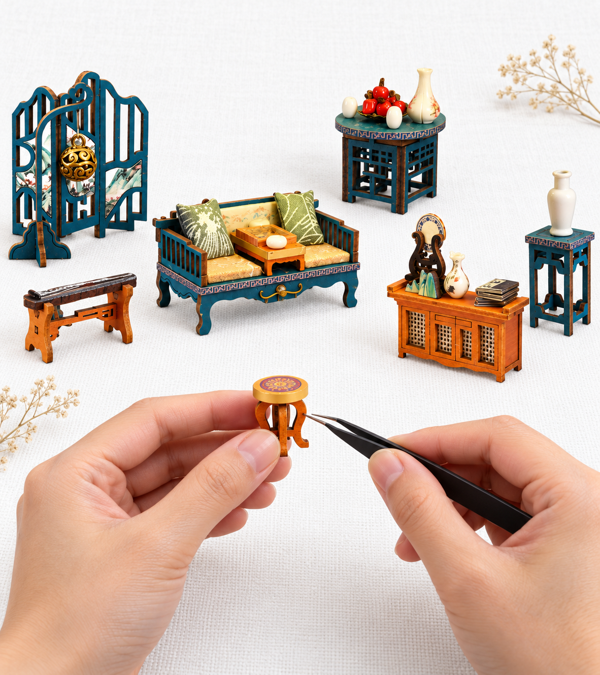 Serenade of the Orchid Garden Mini House Kit l DIY Miniature Kit build detail