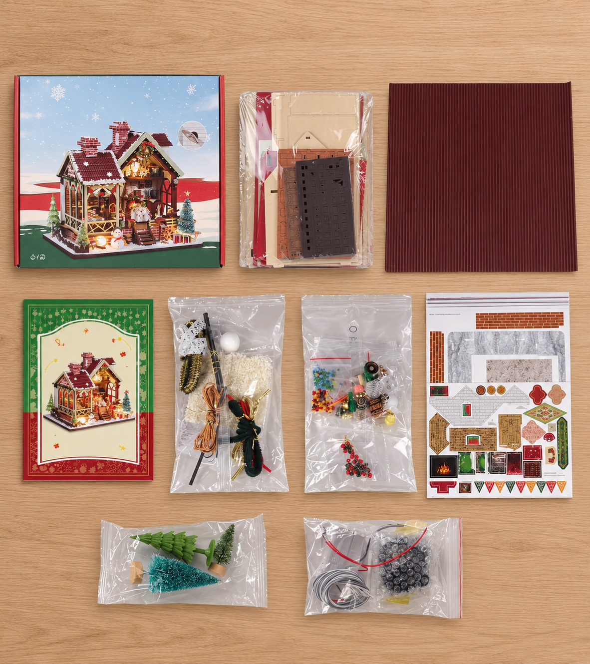 Warm Christmas Lodge Mini House Kit l DIY Miniature Kit build detail