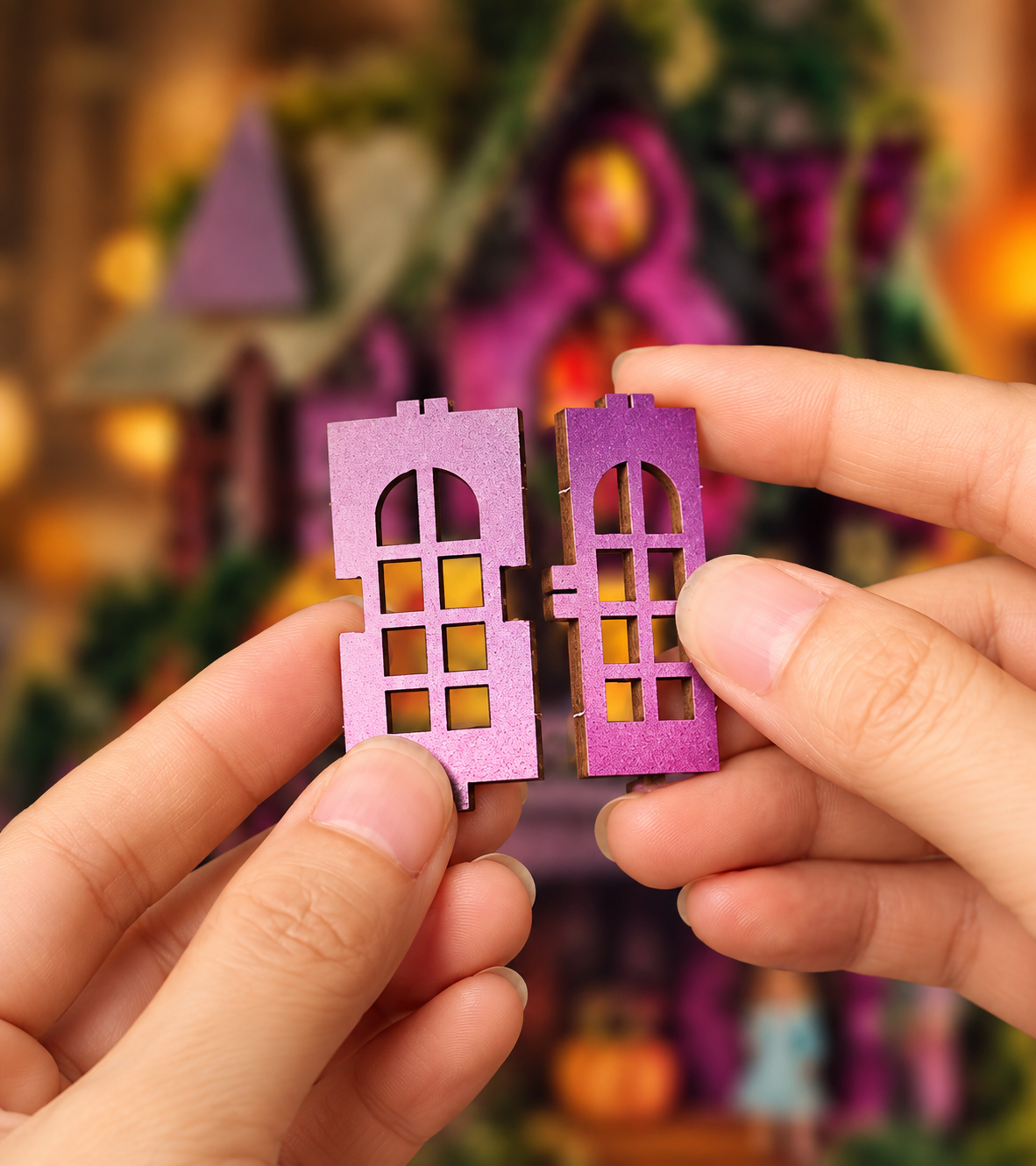 Halloween Night Mini House Kit l DIY Miniature Kit build detail
