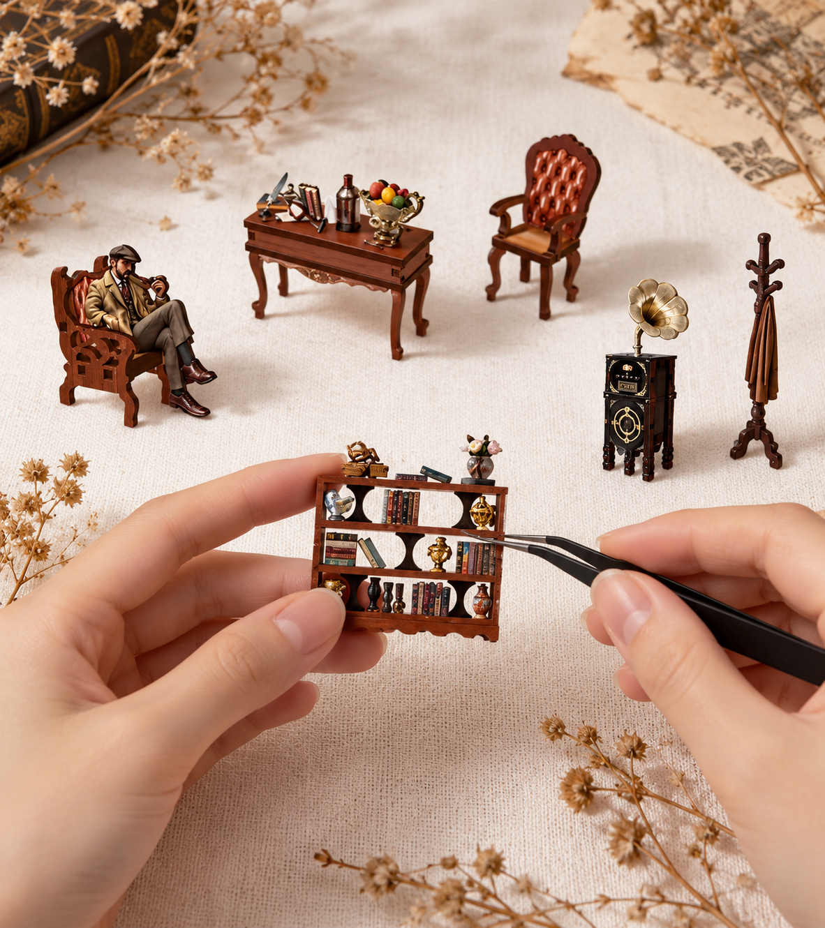 Dark Box Mystery Case DIY Book Nook Kit build detail