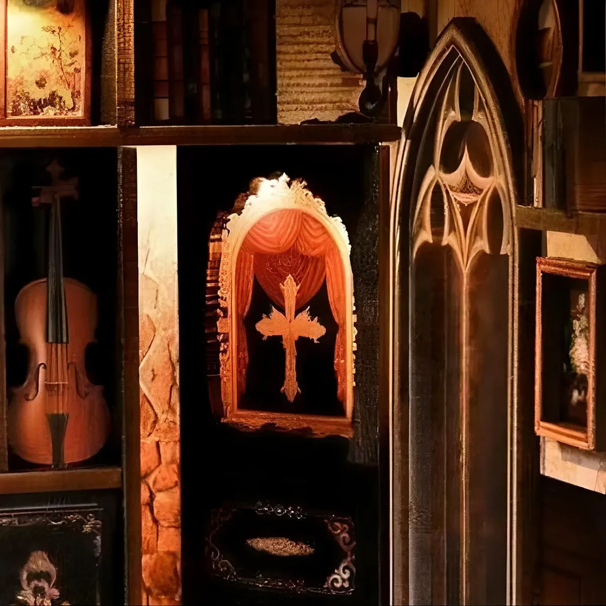 Vintage Gallery Frame Scene Ornaments