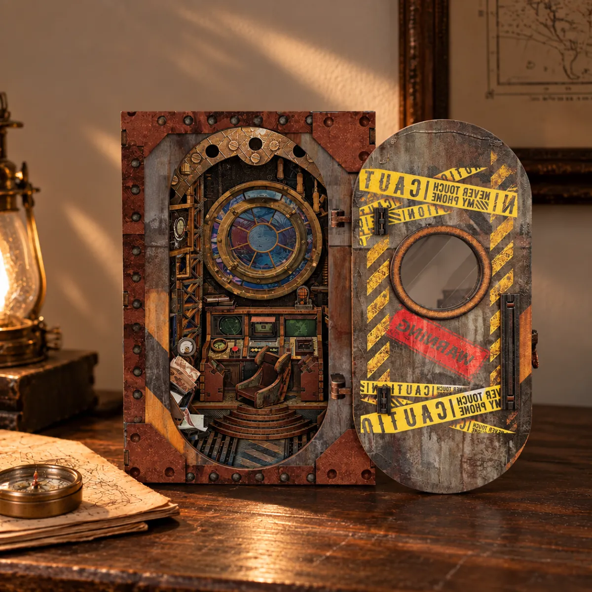 10000 Leagues in the Deep Sea DIY Book Nook Kit with lights off