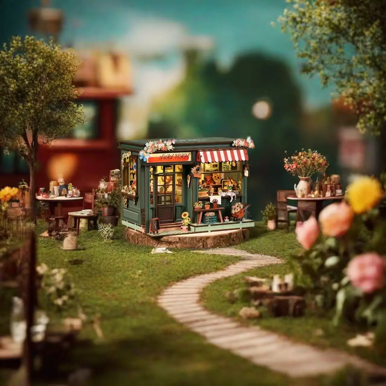 Aura Verde Flower Room DIY Mini House | DIY Miniature Kit
