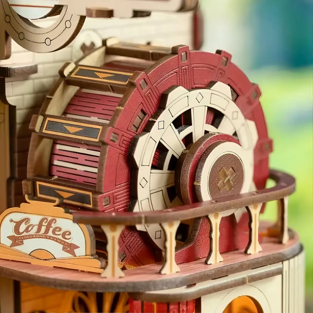 Multi-Layer Laser Cut Gear Waterwheel Coffee Station