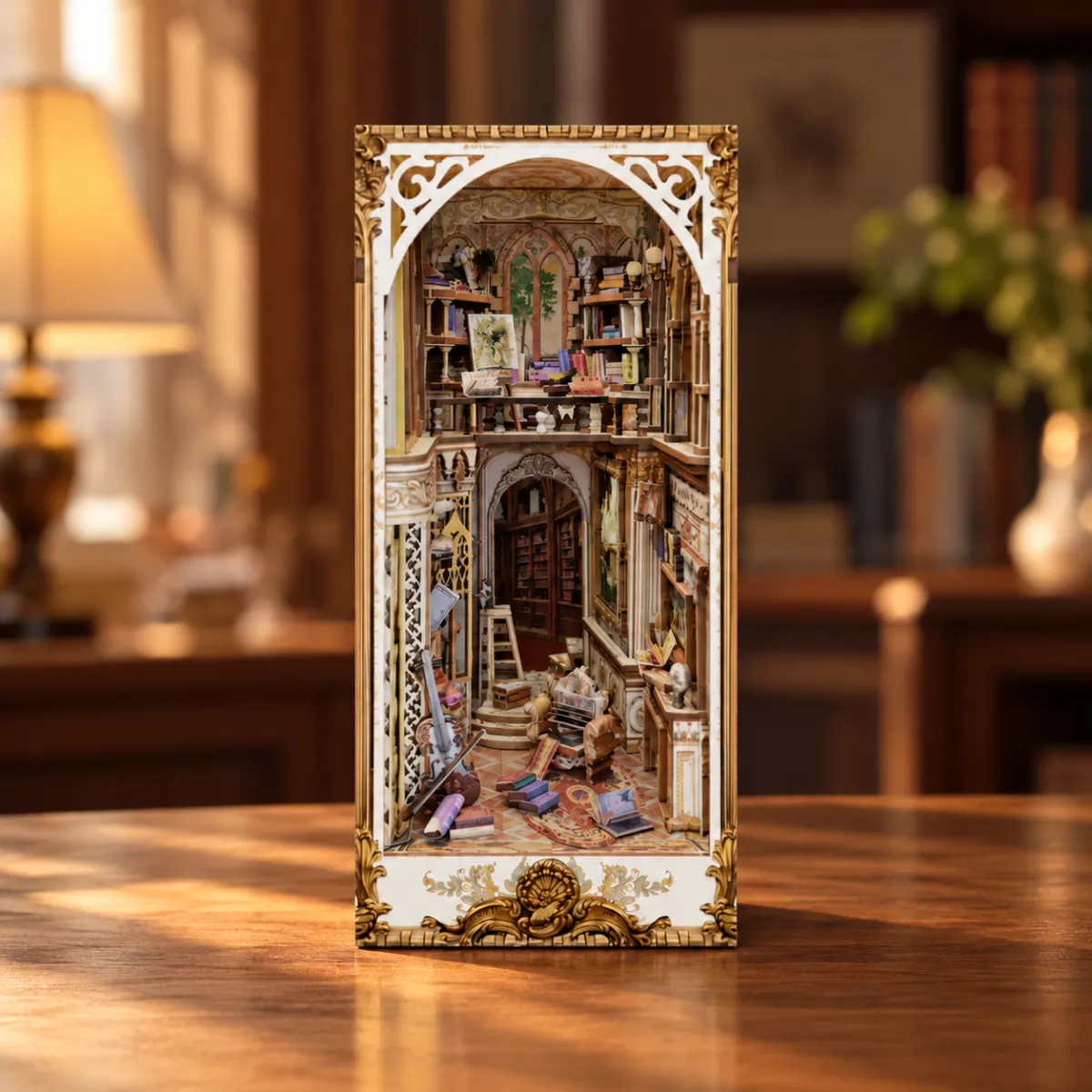 Gorgeous Manor DIY Book Nook Kit with lights off