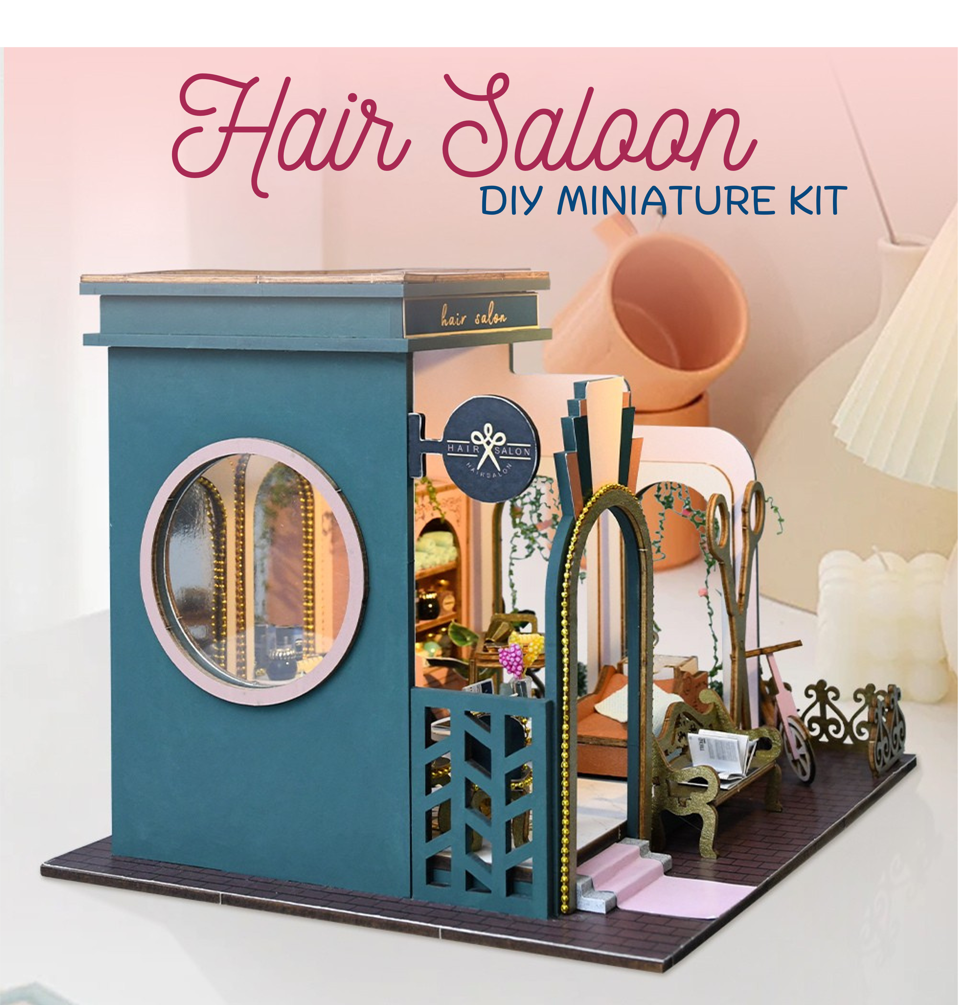 Hair Saloon DIY Miniature Kit-Book Nook World