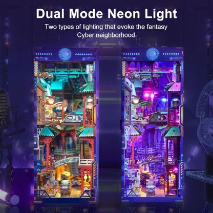 Cyber City DIY Book Nook Kit -Two Lighting Effects - Human Body Sensing Switch & Touch Switch -Book Nook World