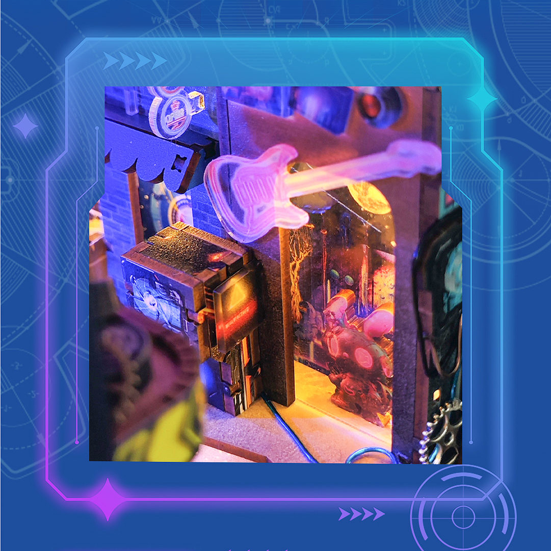 New Cyberpunk DIY Book Nook Kit with 70 LED Light-Book Nook World