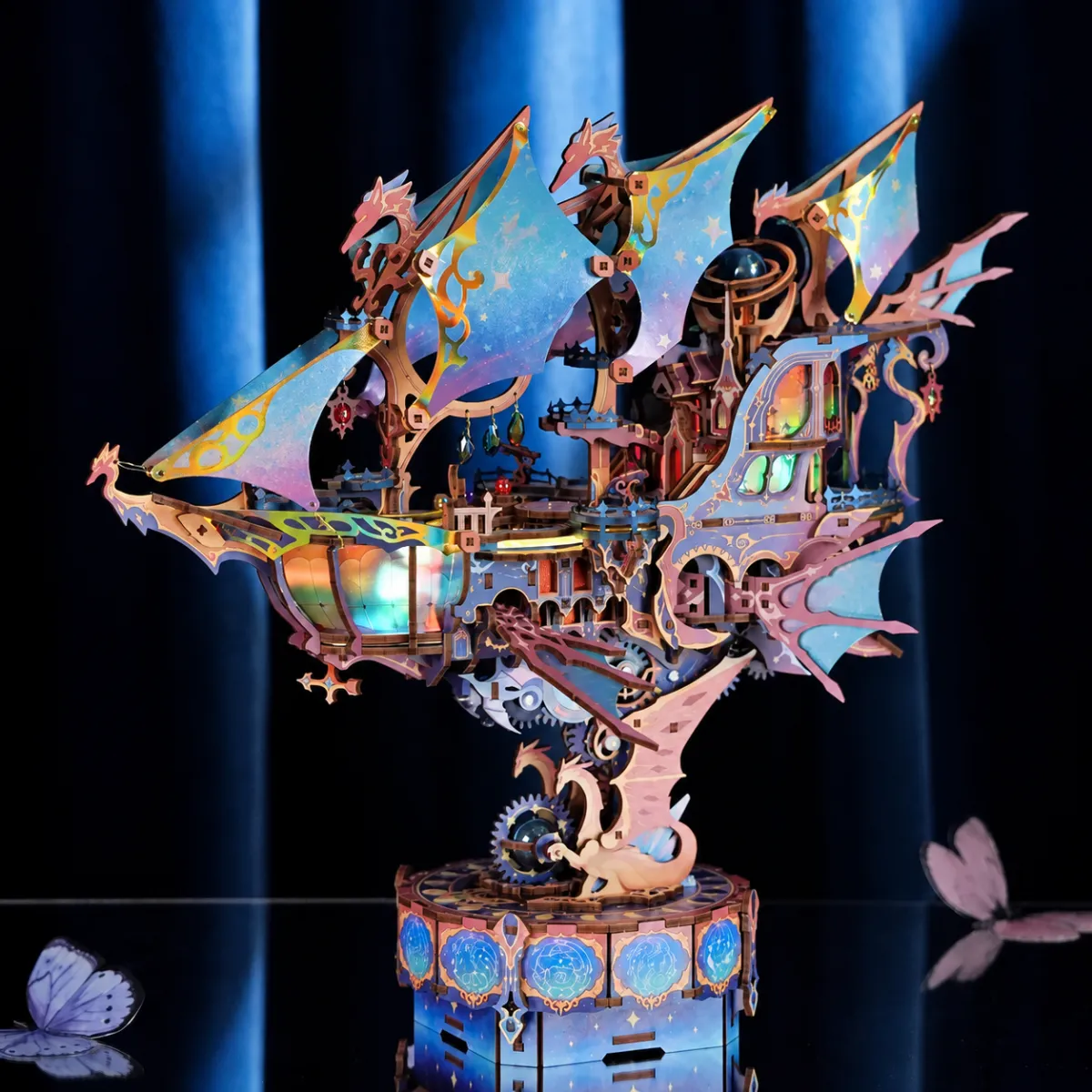 Kit de modelo de transmisión de rompecabezas 3D DIY de Galaxia Mágica con las luces encendidas