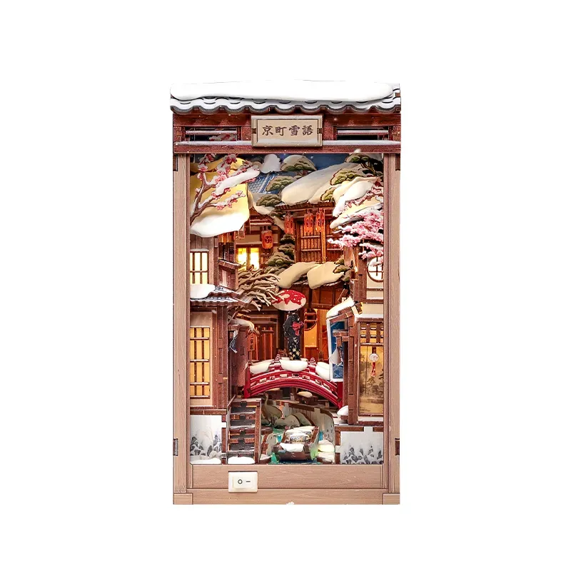 Bouwdetails van Kyoto Snow Whisper doe-het-zelf boekenhoekset