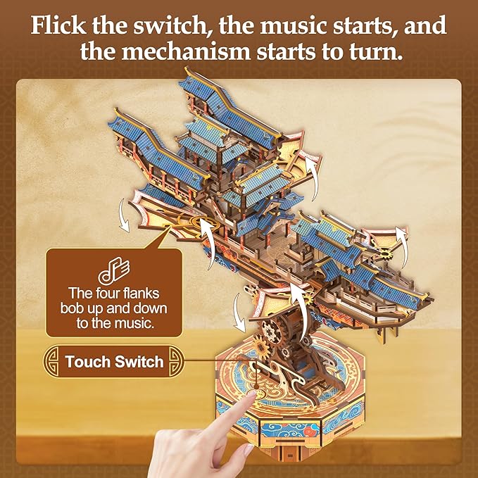 Wind Voyager 3D Mechanical Transmission Wooden Puzzle Kit-Book Nook World