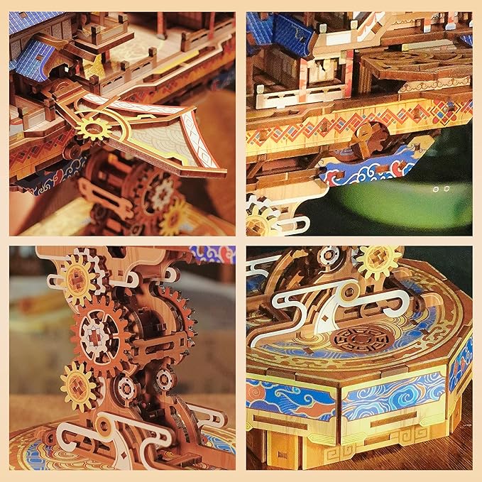 Wind Voyager 3D Mechanical Transmission Wooden Puzzle Kit-Book Nook World