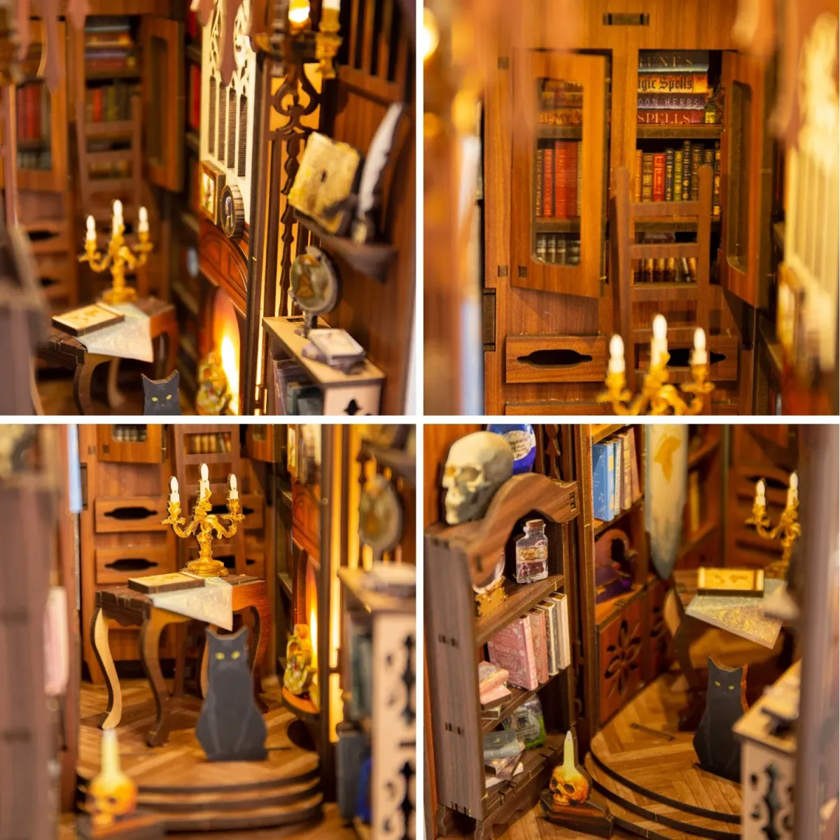 Gemütliche Atmosphäre einer Bibliothek aus Holz