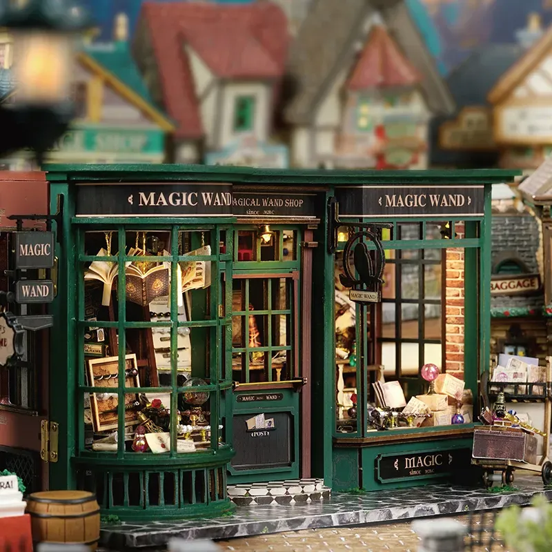 Vintage tovenaarswinkelscène