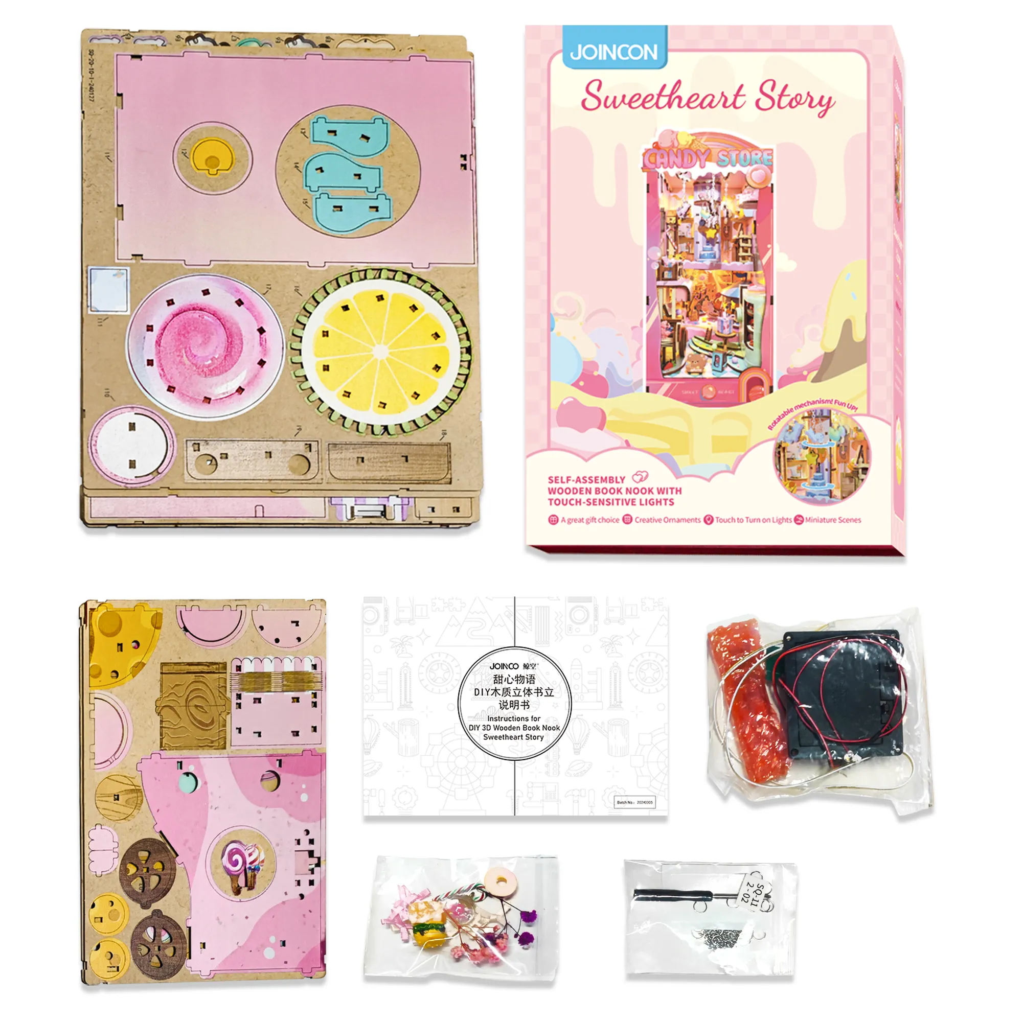 Candy Store DIY Book Nook Kit – Sweet Miniature Shop Scene – Book