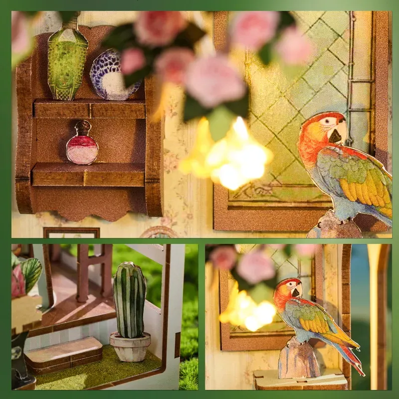 Colorful Parrot & Botanical Details