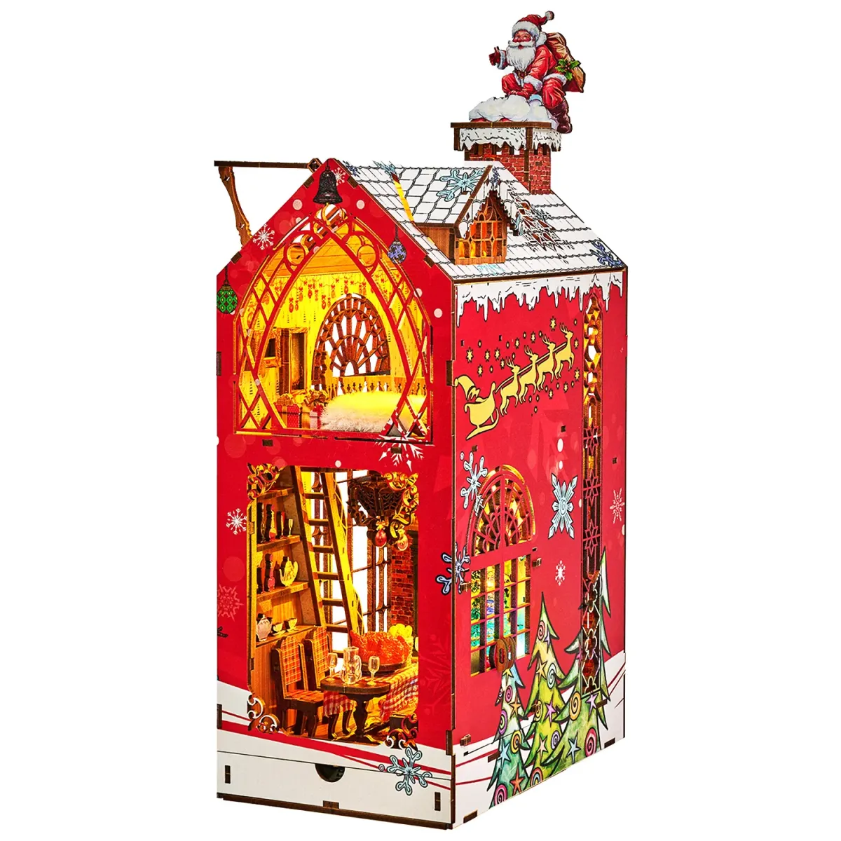 Bouwdetails van DIY-boekhoekset 'Liedjes van de besneeuwde nacht'