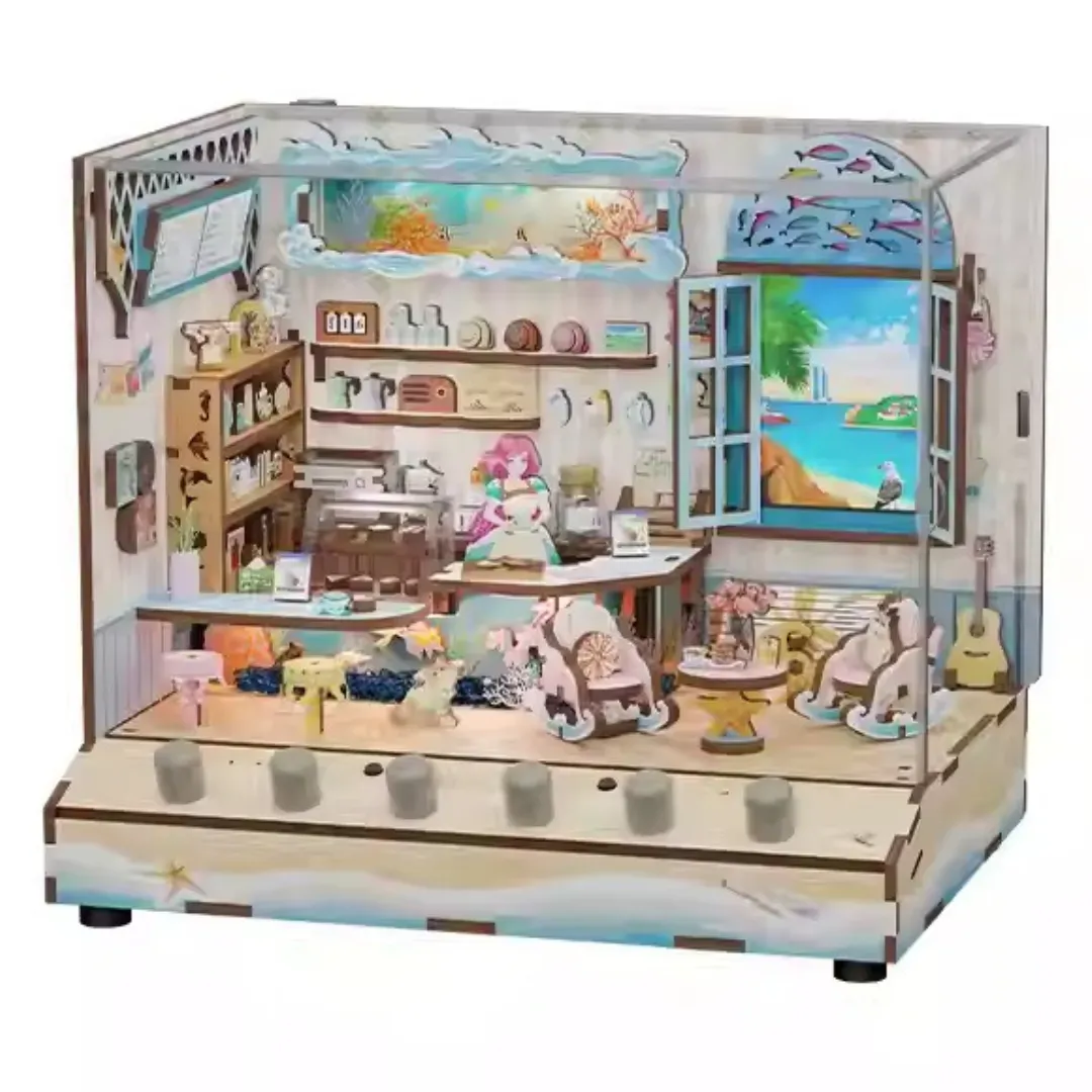 Bouwdetails van Seaside Café DIY Dynamische Muziek & Dynamische Scène Poppenhuis