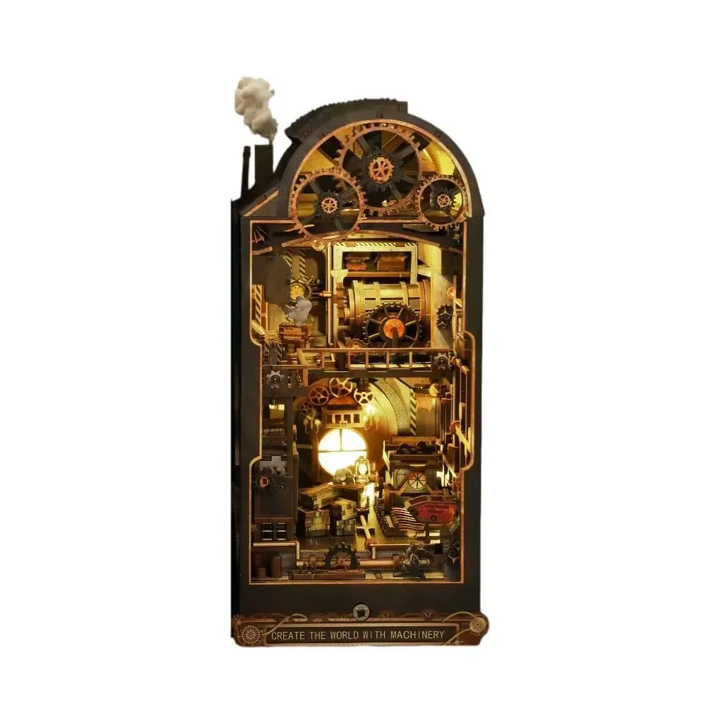Bouwdetails van Machinery Dreams doe-het-zelf boekenhoekset