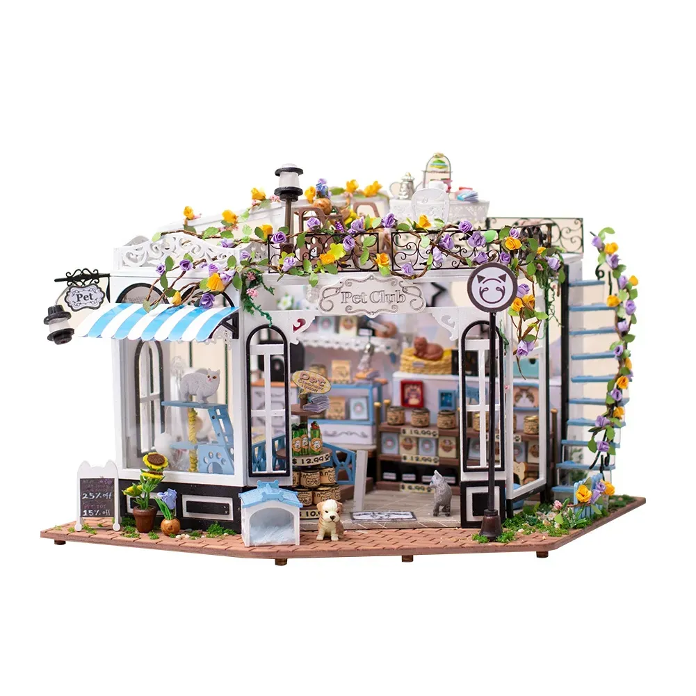 Bouwdetails van De Pet Club DIY miniatuurset