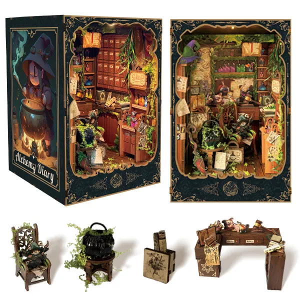 ミニチュア【錬金術師の研究室キャビネット】インテリア雑貨Alchemy Alchemy Diary DIY Book Nook Kit-Book Nook World