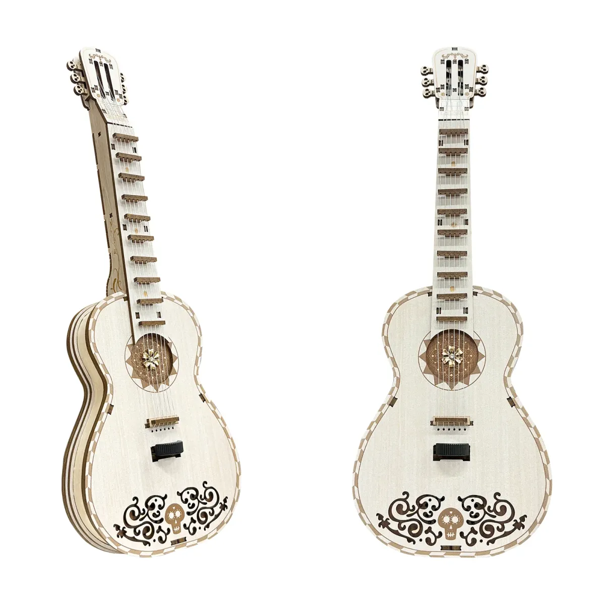 Bouwdetails van Melodieuze Gitaar Zelfbouw 3D Houten Mechanische Puzzel Kit