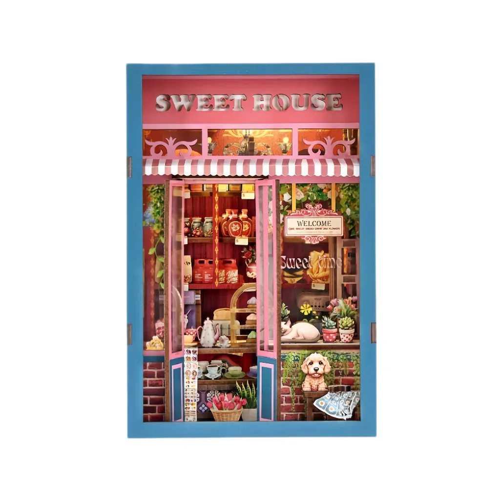Bouwdetails van Doe-het-zelf boekenhoekset voor een schattig huisje