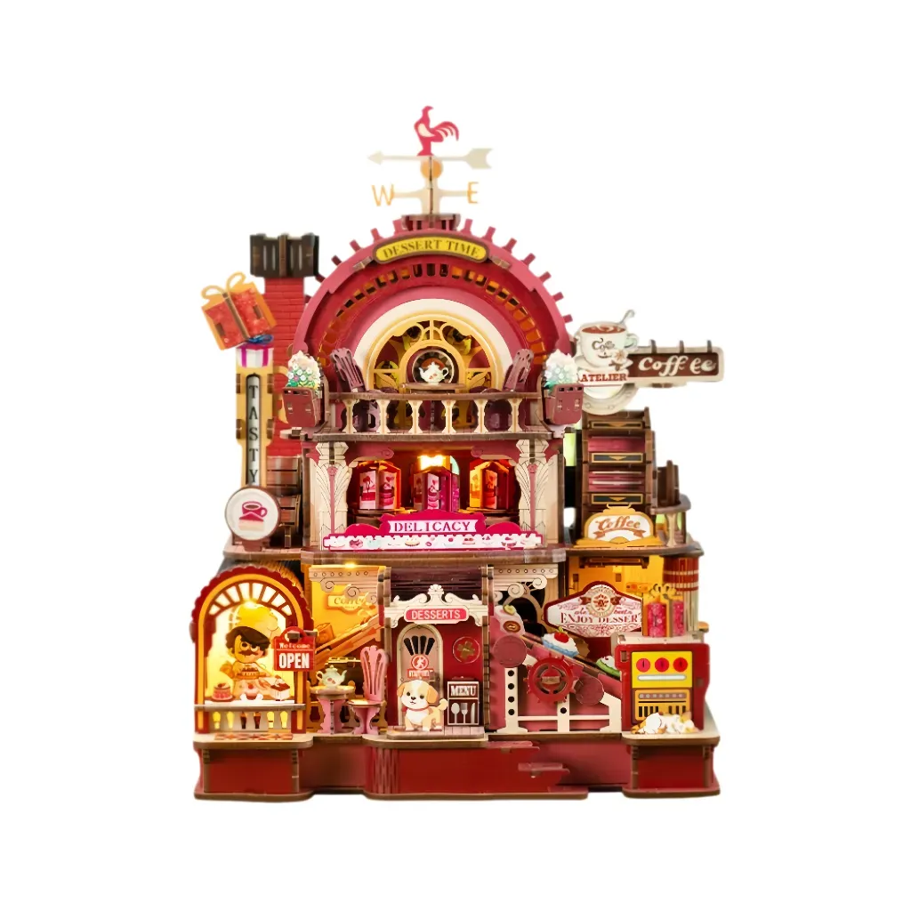 Bouwdetails van Dessert Atelier DIY Miniatuur Architectuur Kit ｜ 3D Houten Mechanische Puzzels