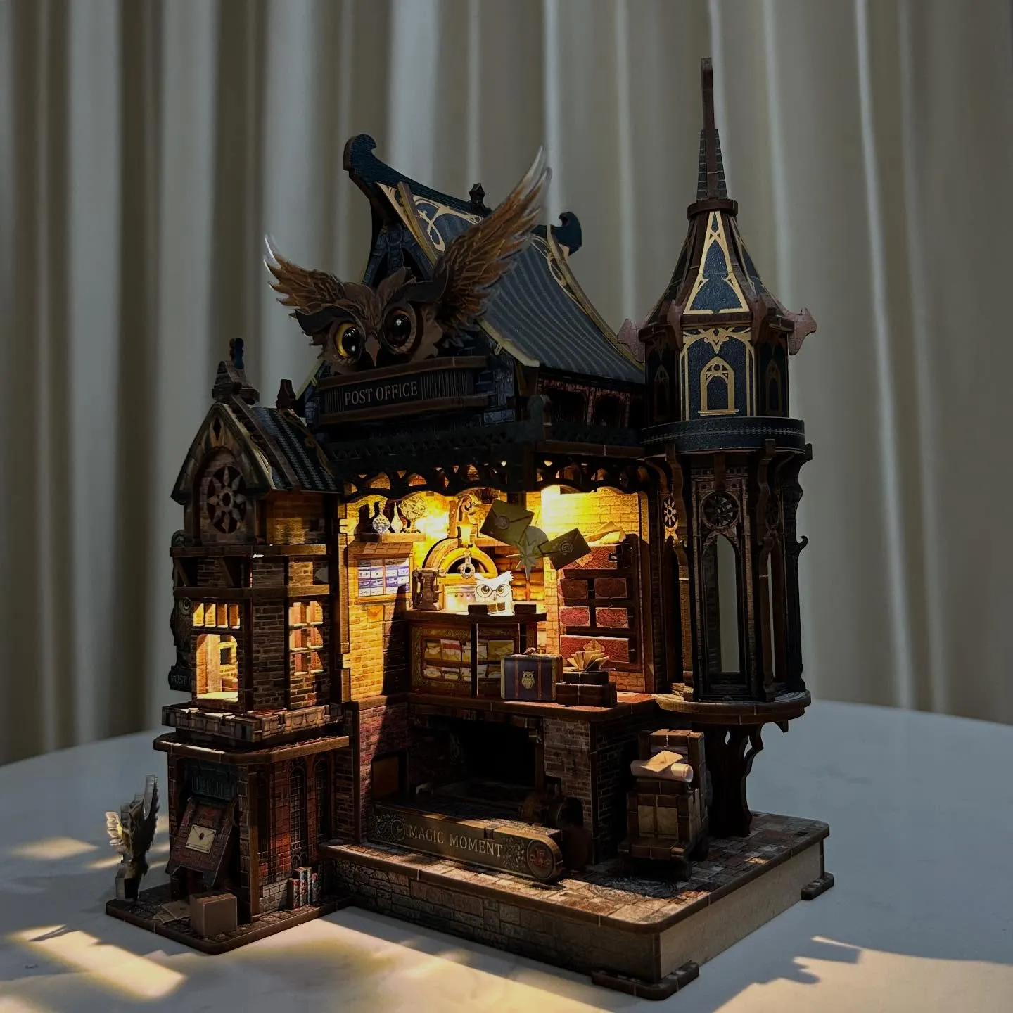 Owl Post Office DIY Miniature Kit | 3D Wooden Puzzle House with