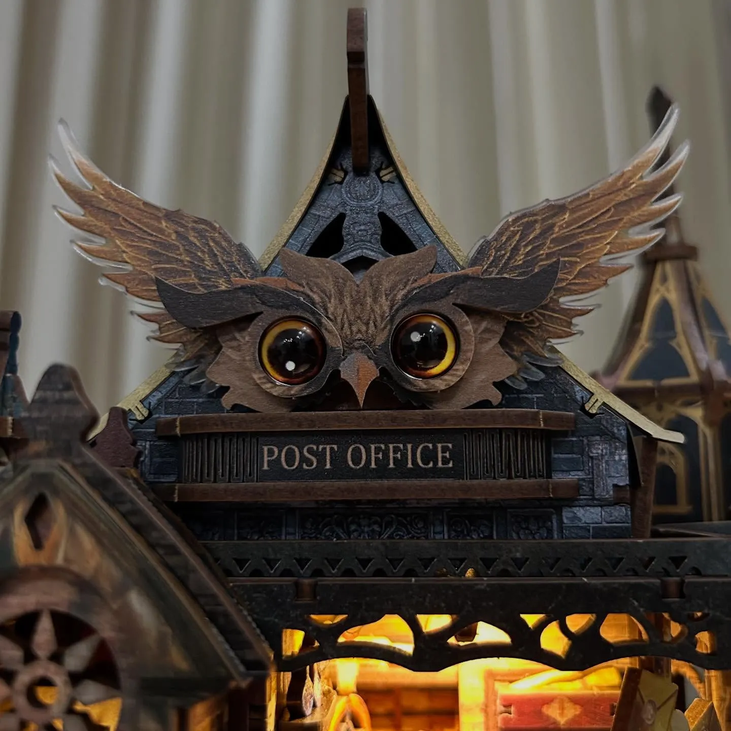 Owl Post Office DIY Miniature Kit | 3D Wooden Puzzle House with