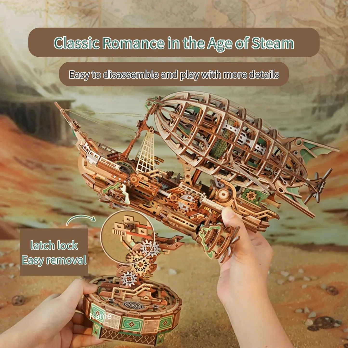 Sailing In Fog DIY 3D Mechanical Transmission Wooden Puzzle Kit-Book Nook World