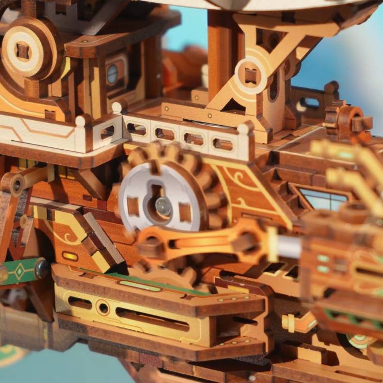 Sailing In Fog DIY 3D Mechanical Transmission Wooden Puzzle Kit-Book Nook World