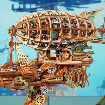 Sailing In Fog DIY 3D Mechanical Transmission Wooden Puzzle Kit-Book Nook World