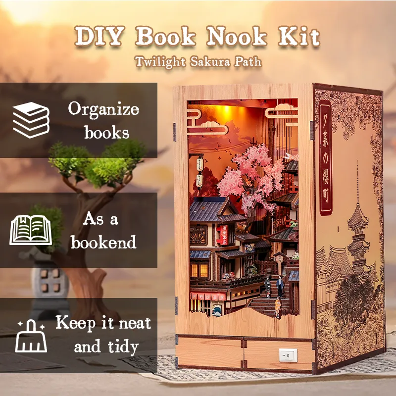 Twilight Sakura Path DIY Book Nook Kit 丨Japanese miniature