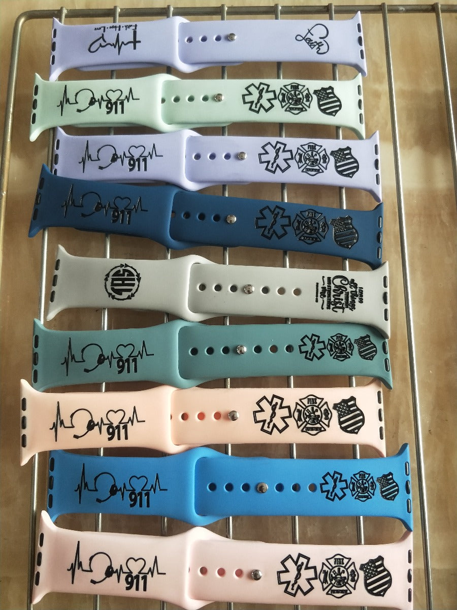 911 Dispatcher Silicone Engraved  bands for Apple Samsung and Fitbit