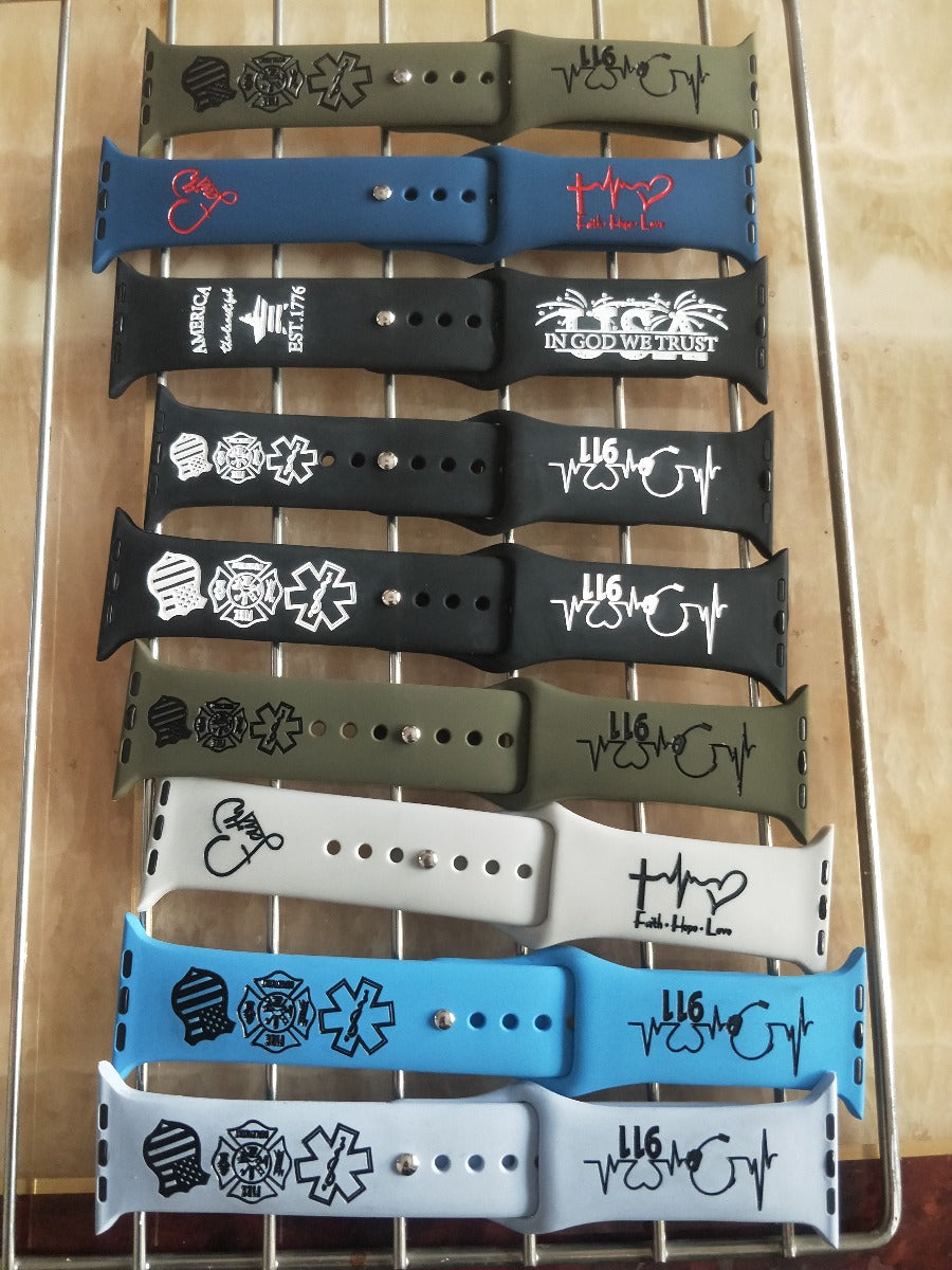 911 Dispatcher Silicone Engraved  bands for Apple Samsung and Fitbit