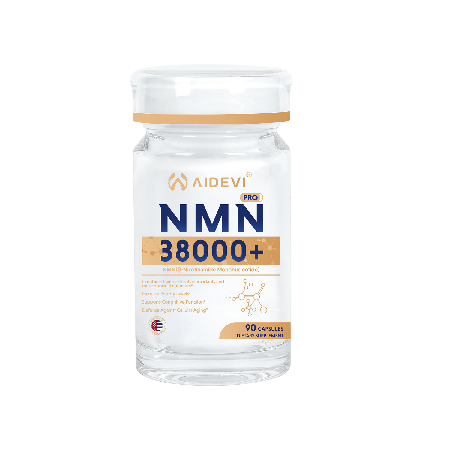 AIDEVI NMN 38000+ Five-Ingredient Formula | High-Dose NMN with Synergistic Actives