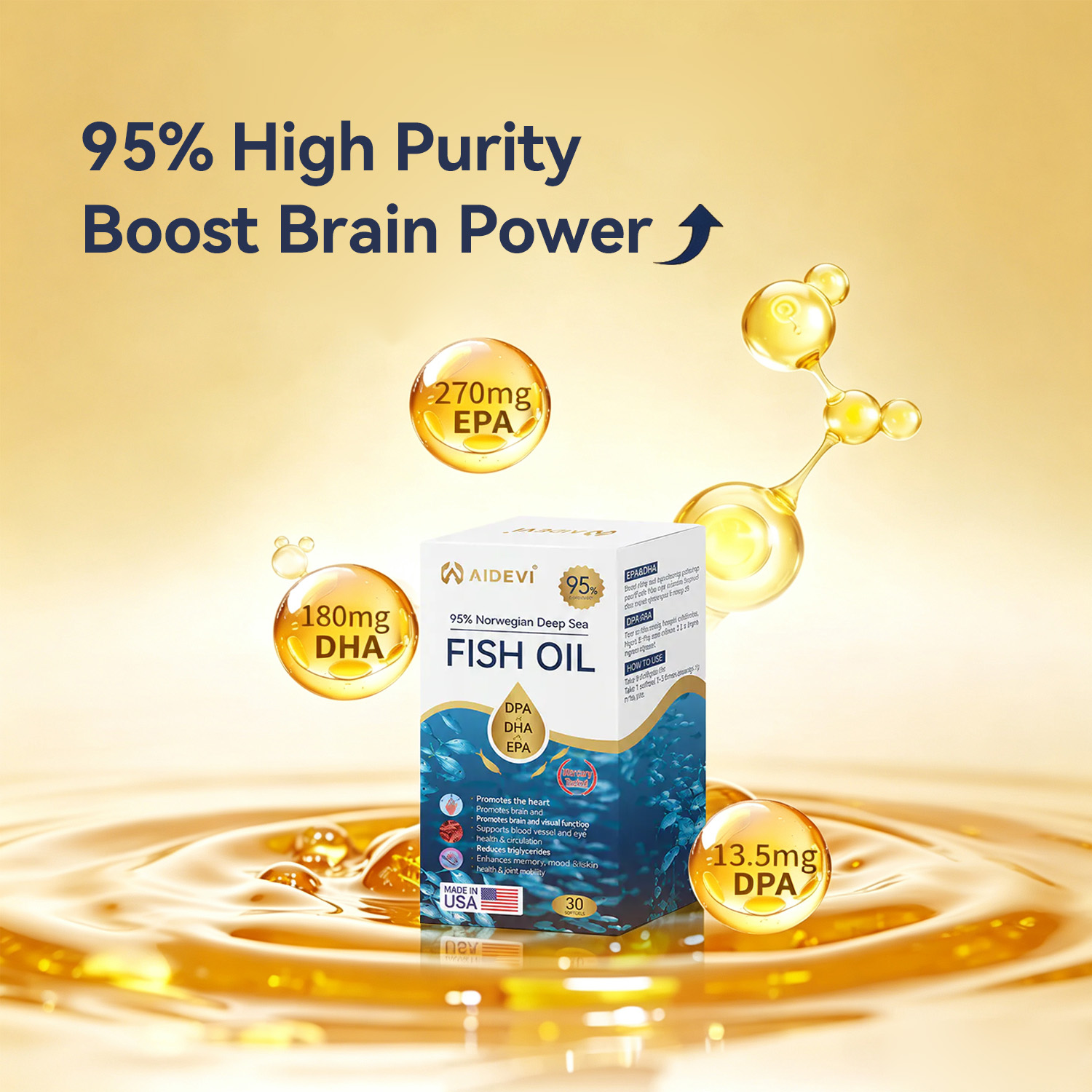 AIDEVI® 95% Norwegian Deep Sea Fish Oil Softgels