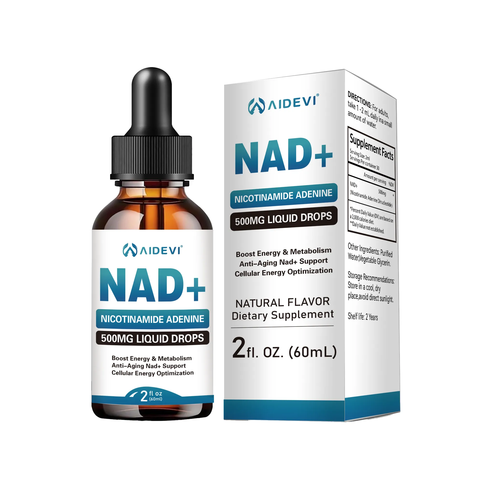 AIDEVI Liposomal NAD+ Drops – 500mg Per Serving (PRE-SALE)