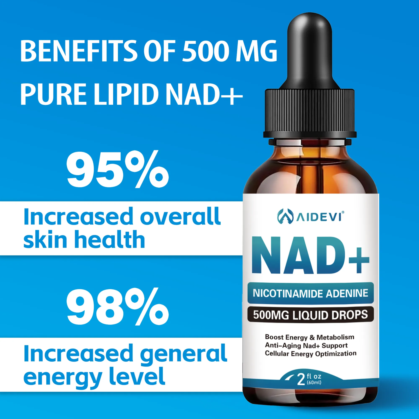 AIDEVI Liposomal NAD+ Drops – 500mg Per Serving (PRE-SALE)