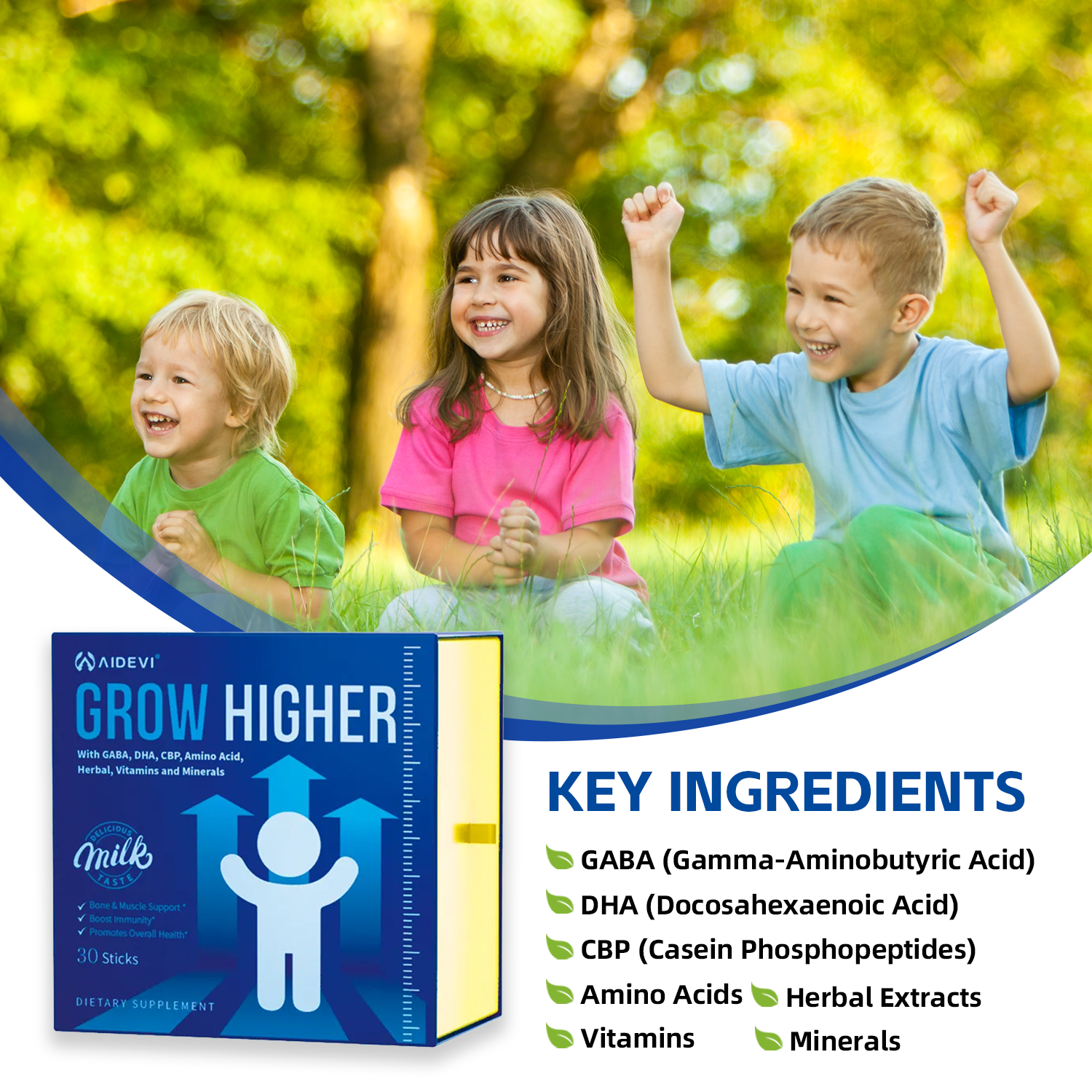 Height Growth Higher Taller 30 Sticks Bone & Joint Health For Kids Daily 