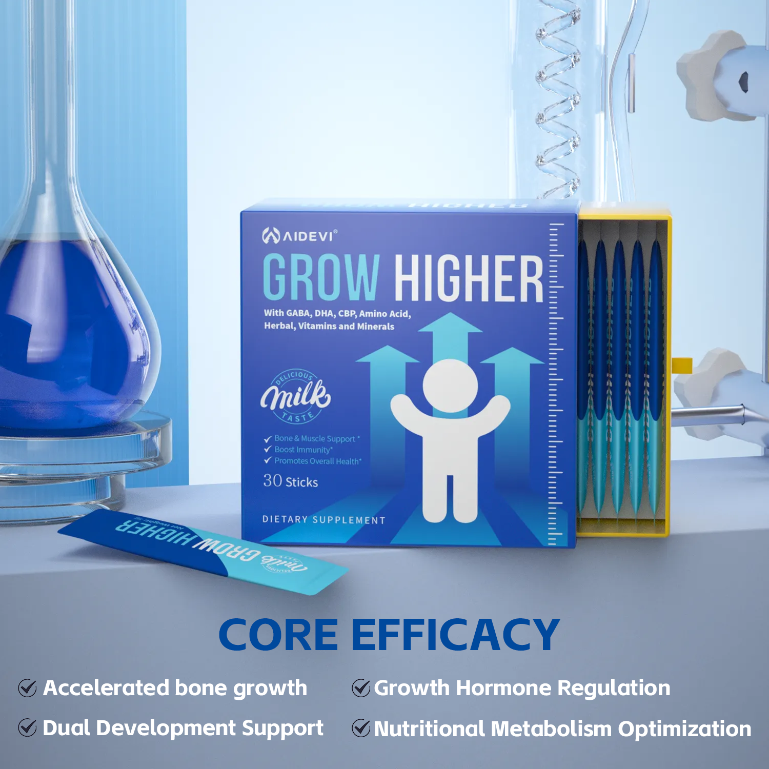 Height Growth Higher Taller 30 Sticks Bone & Joint Health For Kids Daily 