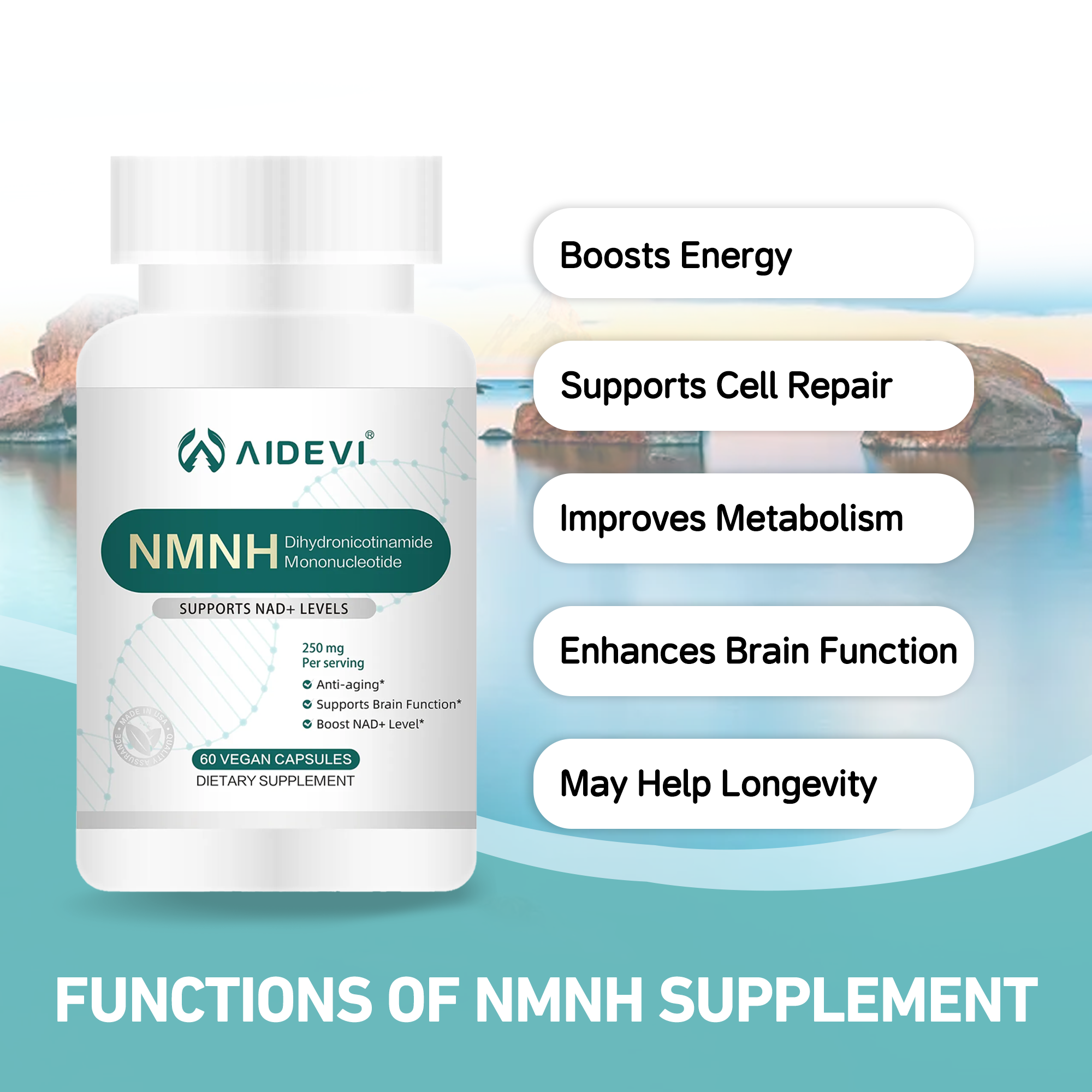 NMNH Dihydronicotinamide Mononucleotide Supplement 250mg 60 Capsules