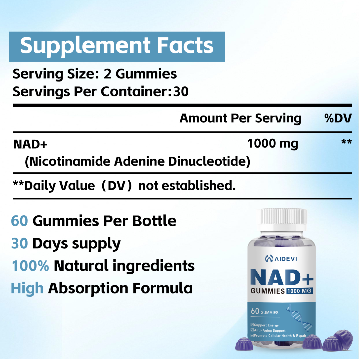 AIDEVI NAD+ 1000mg Gummies