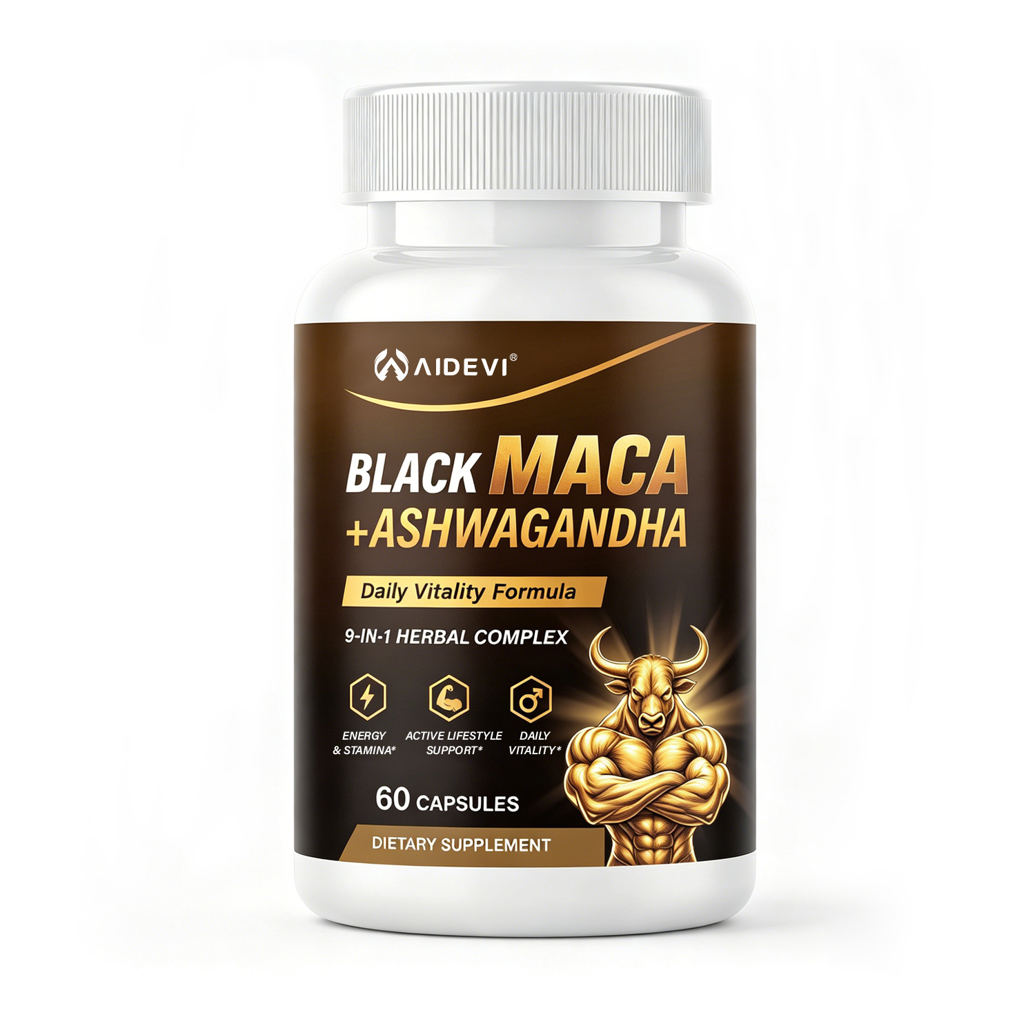 AIDEVI Black Maca & Ashwagandha for Energy, Stamina & Drive