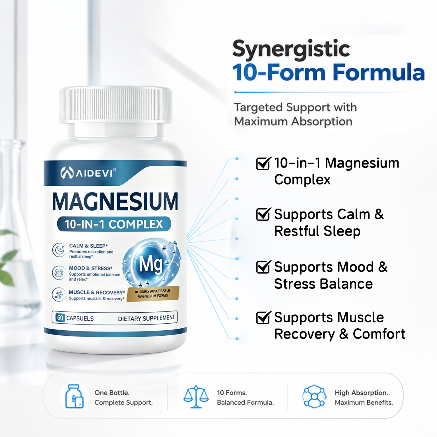 AIDEVI Magnesium 10-In-1 Complex for Sleep, Muscle & Brain Support