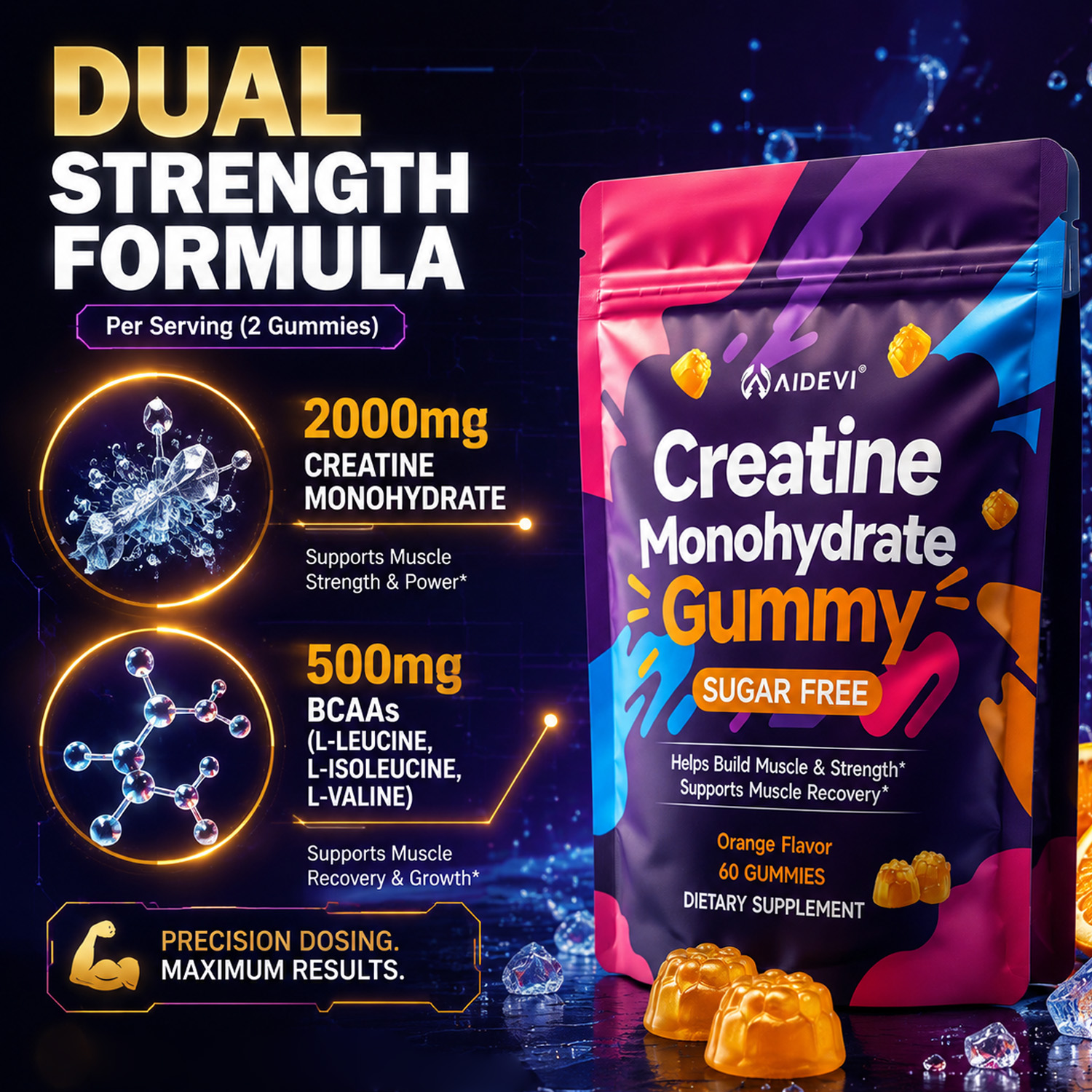 AIDEVI Creatine Monohydrate Gummies for Strength & Power