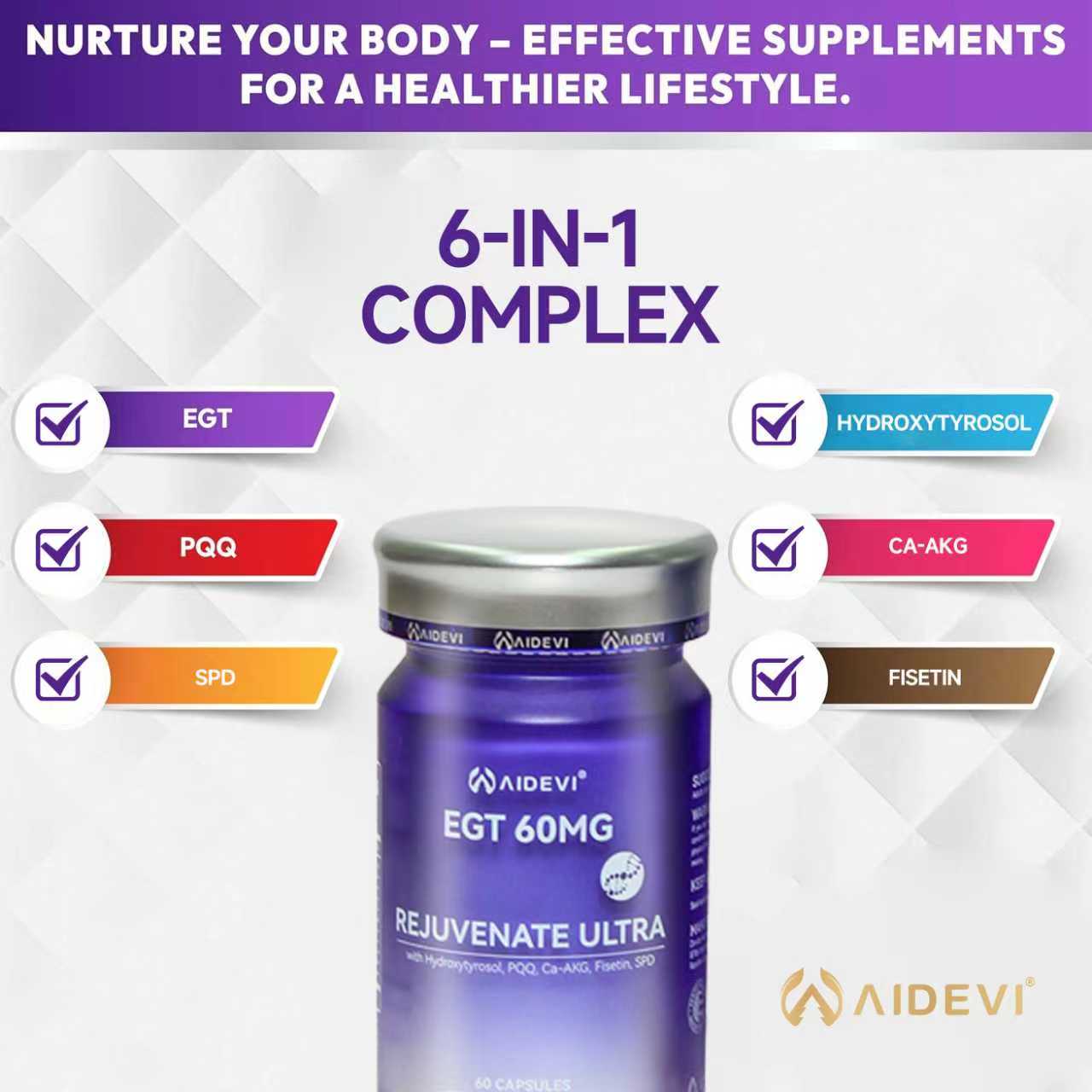  AIDEVI Ergothioneine EGT 60MG Rejuvenate Ultra Unlock Youthful Vitality