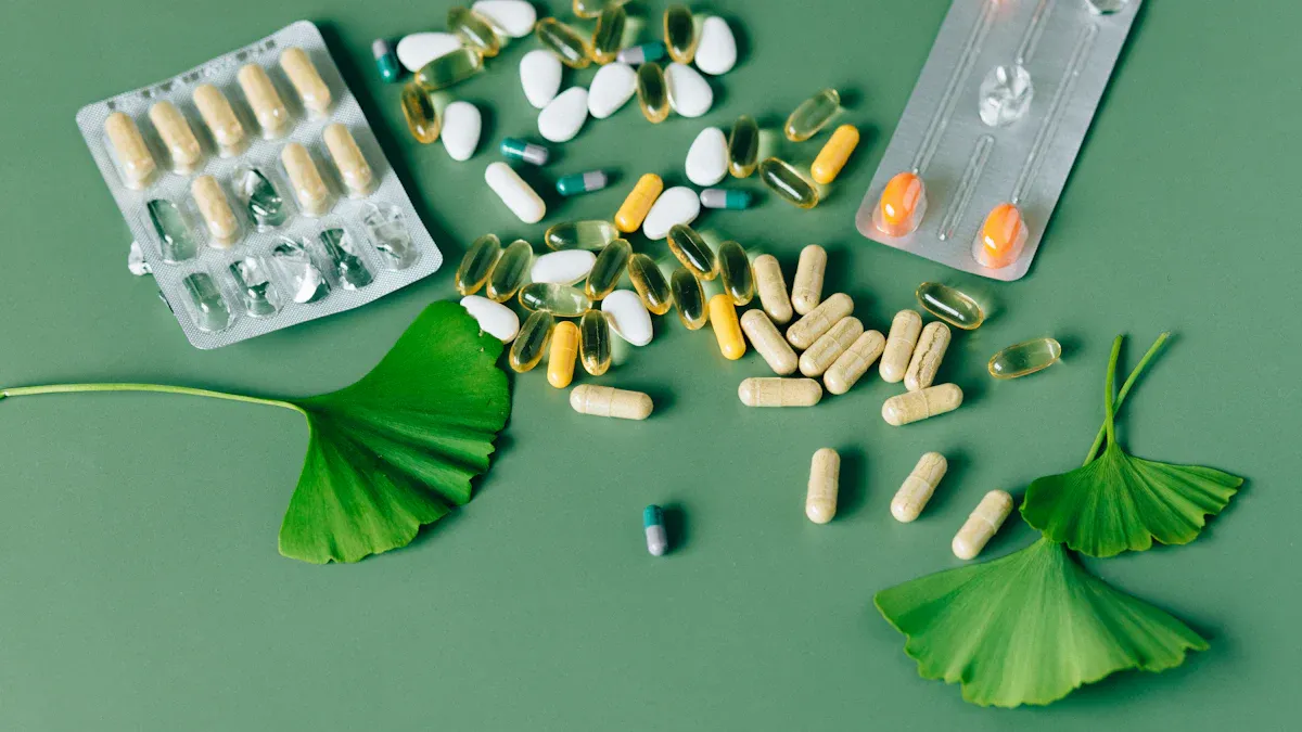 Supplements spilled on table